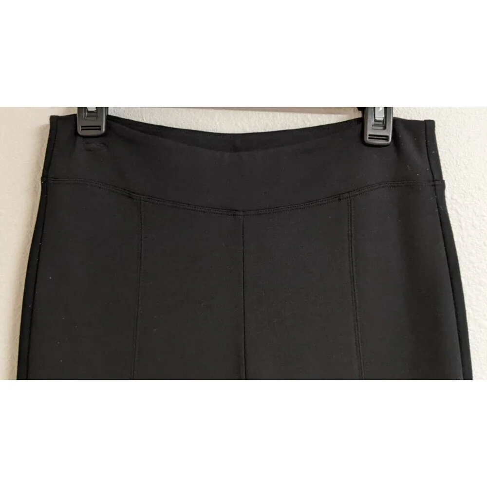 Cabi #6278 Fleggings Black Flared Leg Split Hem Ponte Knit Pull-On Pant SZ M